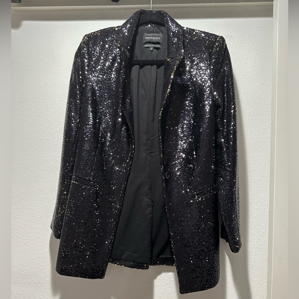 Something Navy Sequin Blazer - image 2